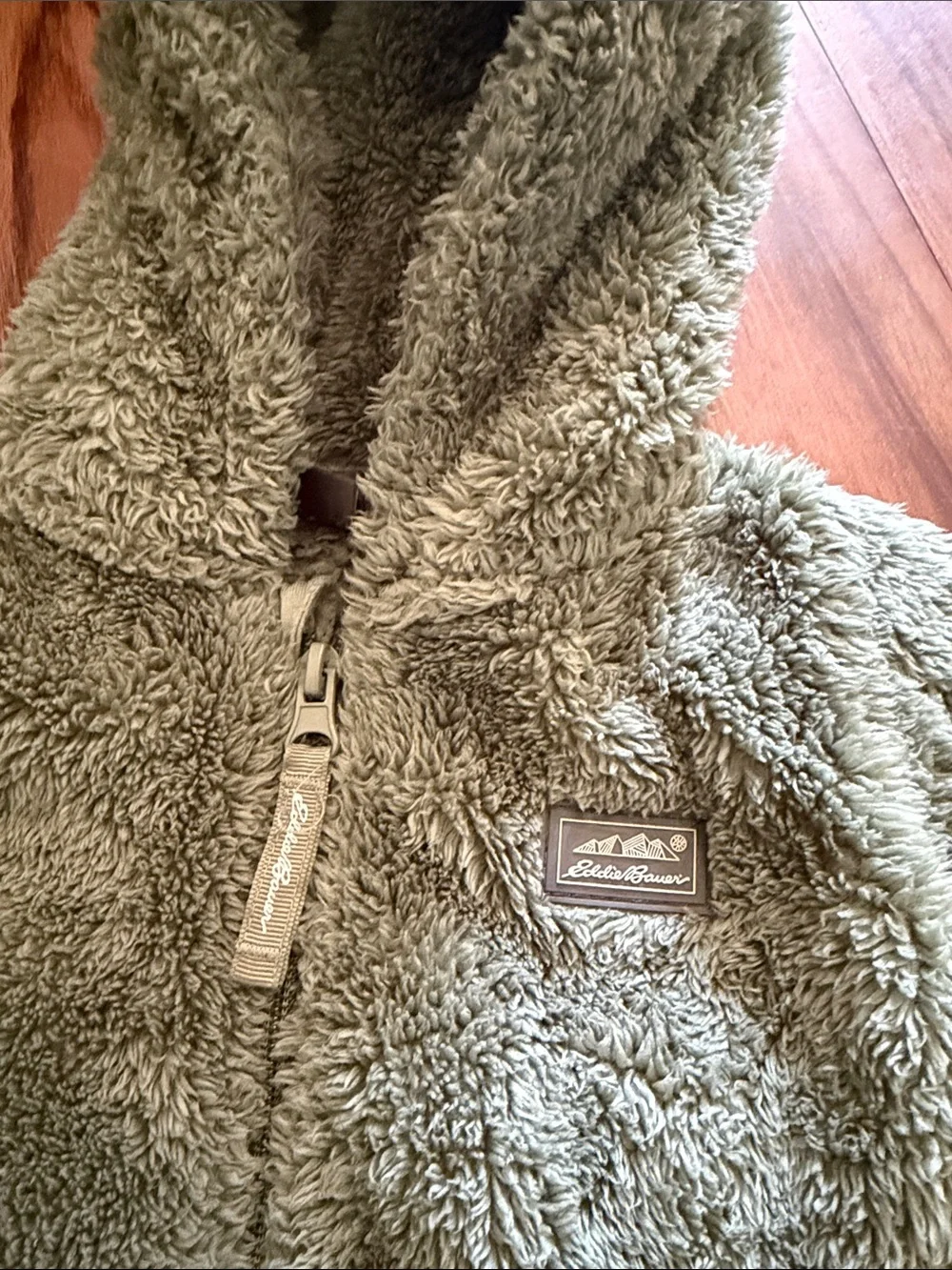 Eddie Bauer Cozy Sage Green Baby One-Piece Hooded Fleece Sz 6-9 months